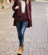 ESMARA Damen Schnürstiefel Boots Stiefeletten mit Cambrelle Futter Rosa & Camel – Bild 2
