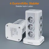 2 Meter, 12 Fach Steckdosenleiste 3 USB Mehrfachsteckdose Steckdosenturm Multi – Bild 5