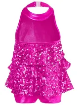 DE Mädchen Tanzkleid Glitzer Pailletten Jazz-Tanzkostüm Oberteil und Schlaghosen – Bild 5