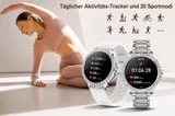 Smartwatch Damen Silber Telefonfunktion Fitnessuhr Herzfrequenz IP67 Android iOS – Bild 7