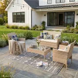 Gartenlounge 4-tlg Gartenmöbel Set Sitzgruppe Polyrattan Farbwahl SVITA BROOKLYN – Bild 2
