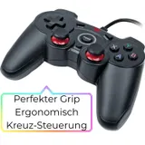Schwaiger USB Gaming Controller Gamepad Pad 2x Vibration für PC PS3 Android TV – Bild 4