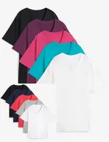 3 Damen Shirt V-Ausschnitt 1x weiß  2x schwarz 100% Baumwolle Gr. 36 - 58 neu 09 – Bild 3