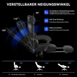 Gaming Stuhl Massage Ergonomischer Bürostuhl Drehstuhl Höhenverstellbar Schwarz – Bild 4