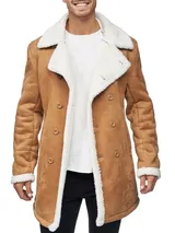 Indicode Herren Mantel Barlow-Kurzmantel Herrenjacke Parka Stehkragen Teddyfell – Bild 2