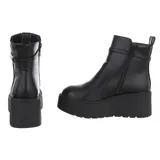 Damen Stiefeletten mit Strass und Reißverschluss Ital-Design 2817 in Schwarz – Bild 5