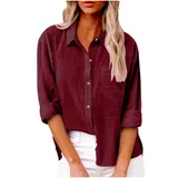 Damen Freizeit T-Shirt Leinenhemd Hemd Bluse Tee polyester Leinenbluse Top DE – Bild 1