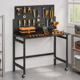Werkbank mit Lochwand, 115 x 62 x 143,5 cm Klappbare Mobile Werktisch – Bild 3
