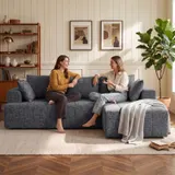 HOMCOM Ecksofa L-Form 256cm Boneless Sofa mit Schlaffunktion Chenille-Optik Grau – Bild 9