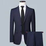 Männer Solid Color Business Anzug Hochwertige Mode Bankett Hochzeit Trend  – Bild 4