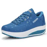 Laufschuhe Damen Plateau Schnürer Turnschuhe Dämpfung Keilabsatz Fitnessschuhe – Bild 1