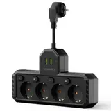 Steckdosenleiste 4-Fach 4 USB Mehrfachsteckdose mit Flachstecker und Schalter – Bild 15