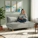 Schlafsofa, Klappbett mit Bettfunktion, Rückenkissen, Polstersofa mit Samtoptik – Bild 2