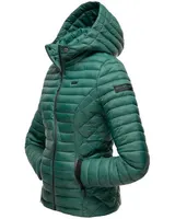 Marikoo Samtpfote Damen Jacke Steppjacke Frühling Übergangsjacke gesteppt Kapuze – Bild 3