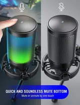 FIFINE USB Mikrofon RGB Kondensator Gaming Mikrofone PC mit Stummschalttaste – Bild 2