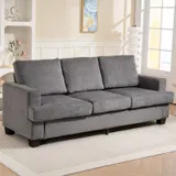 HOMCOM 3-Sitzer Sofa, Couch mit Armlehnen, Stahlbeinen, Chenille-Optik, Grau – Bild 1