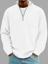 Herren Freizeit Sweatshirts Corduroy Half Zip Pullover Sweatshirt Costume Tops – Bild 1