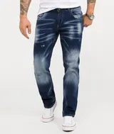 Rock Creek Herren Jeans Stonewashed Used-Look Regular Fit Dunkelblau RC-3113 NEU – Bild 2