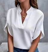 Damen T-Shirt Kurzarm V-Ausschnitt Hemd Bluse Freizeit Oberteile Tops Sommer DE – Bild 9