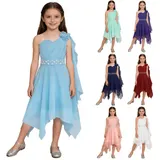 Kinder Festlich Prinzessin Blumenmädchenkleid Ein-Schulter Chiffon Abendkleid – Bild 9