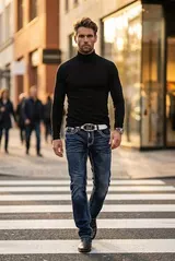 Reslad Herren Pullover Rollkragen Rolli Winterpulli Rollkragenpullover RS-1088 – Bild 3