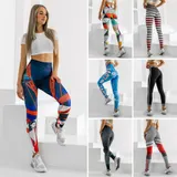 Leggings Sporthose Trainingshose Leggins Bunt Slim Fit Damen Mix BOLF Aufdruck – Bild 2