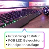 Schwaiger USB Gaming Keyboard Tastatur RGB LED Beleuchtet Smartphone-Halterung – Bild 8