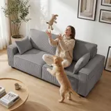 HOMCOM 3-Sitzer Sofa, 217 cm Couch mit Breiten Armlehnen, 2 Kissen, Cord-Optik – Bild 10