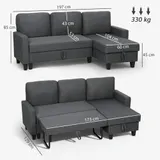 HOMCOM Ecksofa mit Schlaffunktion L-Form 3-Sitzer Sofa und Bettkasten – Bild 4