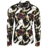 Blumen Hemden Herren Bunte Hemd Muster Freizeitshemd Langarm Mehrfarbig Shirt  – Bild 2