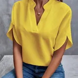 Damen T-Shirt Kurzarm V-Ausschnitt Hemd Bluse Freizeit Oberteile Tops Sommer DE – Bild 7