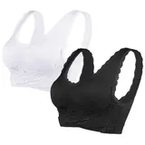 Damen Spitzen Bustier BH Nahtlos Komfort BH Ohne Bügel Push Up Schwarz Gr. XL – Bild 1