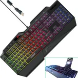 Schwaiger GT108 USB Gaming Tastatur RGB LED Beleuchtung Multimedia-Tasten Gamer – Bild 1