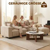 HOMCOM Ecksofa, 3 Sitzer Couch mit umkehrbarer Chaiselongue, Kissen, Sofa in L-Form, Gepolstert Eckcouch mit Leinen-Optik für Wohnzimmer, Schlafzimmer 242 x 156 x 87 cm, Beige   Aosom – Bild 8