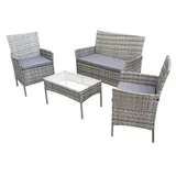Gartenlounge 4-tlg Gartenmöbel Set Sitzgruppe Polyrattan Farbwahl SVITA BROOKLYN – Bild 1