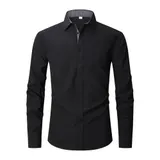 Hemd Herren Langarm Slim-Fit Hemden Kentkragen Freizeithemd Businesshemd – Bild 4