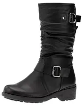 Damen Stiefel Boots Winterstiefel Gefüttert Blockabsatz Profilsohle Leder-Optik – Bild 2