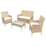 Gartenlounge 4-tlg Gartenmöbel Set Sitzgruppe Polyrattan Farbwahl SVITA BROOKLYN – Bild 1