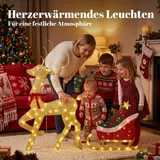Outsunny LED Rentier mit Schlitten 125 cm Weihnachtsdeko mit 95 Lichtern – Bild 5