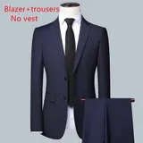 Männer Solid Color Business Anzug Hochwertige Mode Bankett Hochzeit Trend  – Bild 1