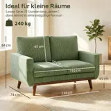 Sofa 2 Sitzer 134 cm Cord Couch mit dicker Rückenlehne, Holzlatten-Akzent – Bild 4