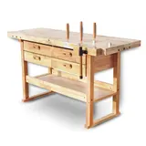 BAMATO Hobelbank WORK-1640 Massivholz Werkbank 8 Bankhaken Spannzange – Bild 8