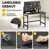 Werkbank mit Lochwand, 115 x 62 x 143,5 cm Klappbare Mobile Werktisch – Bild 6