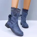 Damen Schlupfstiefel PU-Optik Stiefeletten Bequeme Stiefel Schuhe New – Bild 10