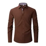 Hemd Herren Langarm Slim-Fit Hemden Kentkragen Freizeithemd Businesshemd – Bild 7