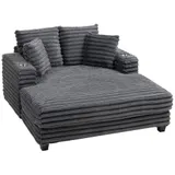 HOMCOM Chaiselongue 2 Sitzer Groß Schlafsofa 134 x 151 cm mit Becherhalter, Grau – Bild 3