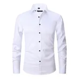 Stretch Hemd Herren Langarm Businesshemd Slim fit Hemden Kentkragen Freizeithemd – Bild 16