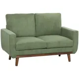 Sofa 2 Sitzer 134 cm Cord Couch mit dicker Rückenlehne, Holzlatten-Akzent – Bild 1