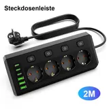 Steckdosenleiste 4-Fach 3 USB 3 Typ-C Mehrfachsteckdose mit Stecker und Schalter – Bild 3