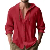 Leinenhemd Herren Hemd Langarm Leinen Hemden Freizeithemden Casual Sommer Shirt – Bild 1